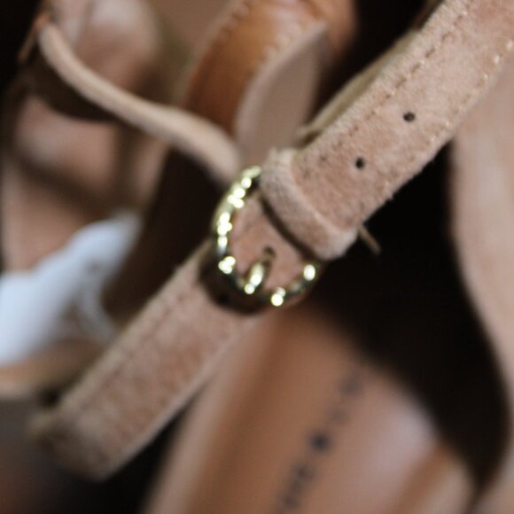 Lucky Brand Tan Knot Suede Stacked Heel Nacito Sandals - Picture 7 of 16